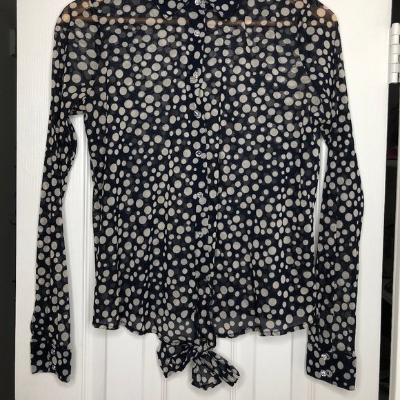 Macy's Sheets Blue & Silver Polka Dot Button Down - Picture 2 of 7